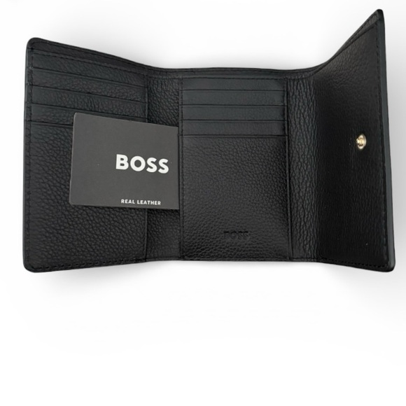 BOSS | Lenah Flap Wallet | Black Genuine Leather with Gold Accent | NWT - Picture 11 of 15